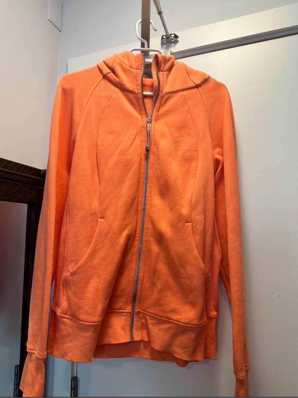 Women's Orange Zip-Up Hooded Jacket scuba